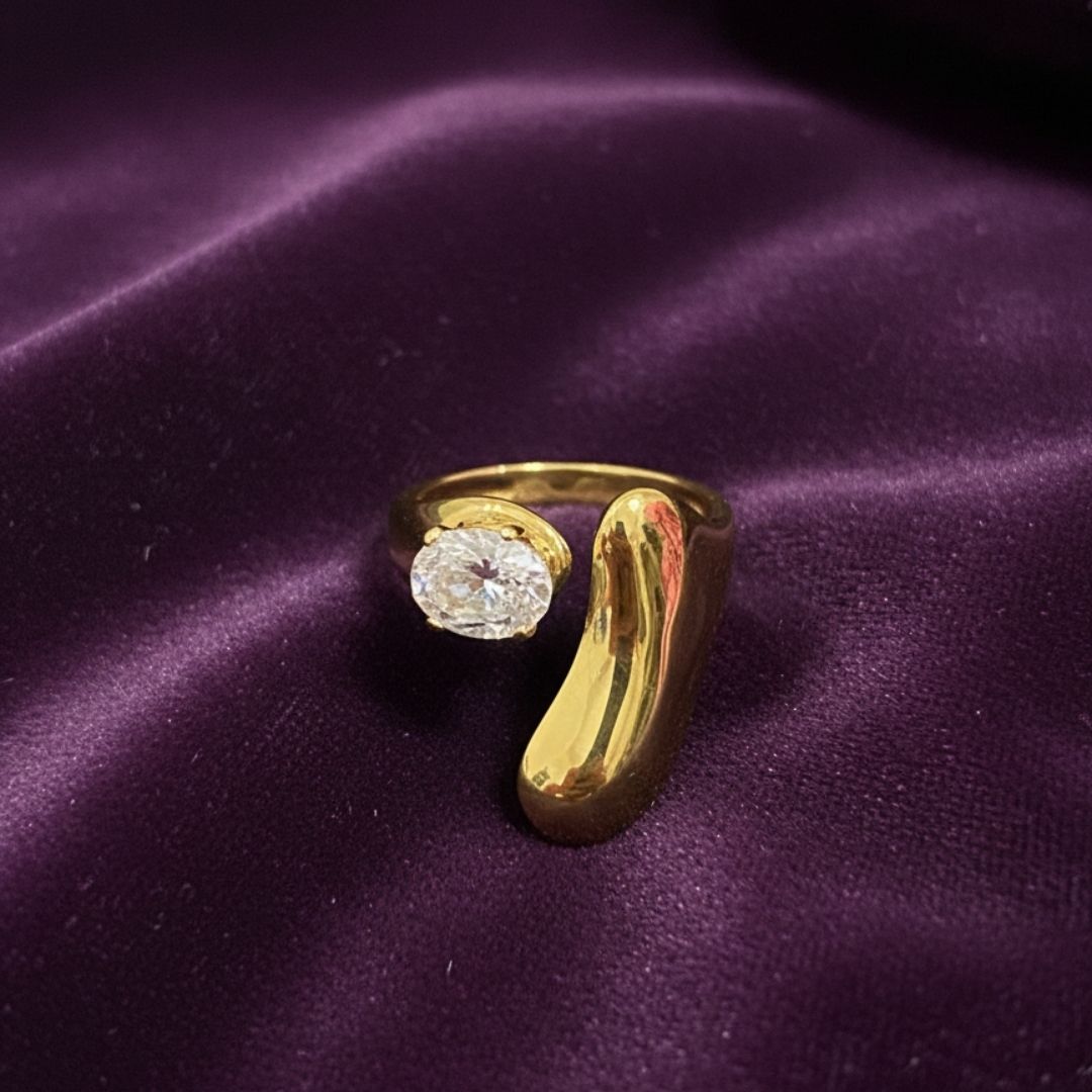 Elysian Gold Statement Ring with Clear Stone