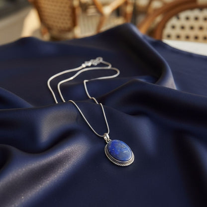 Royal Blue Oval Pendant Necklace