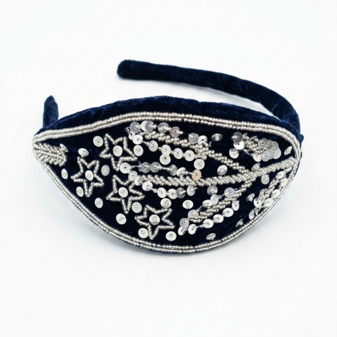 Handmade Premium Velvet Hairband with Sequin & Star Embellishment