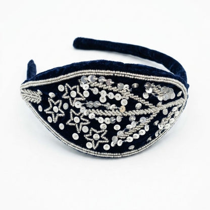 Handmade Premium Velvet Hairband with Sequin & Star Embellishment