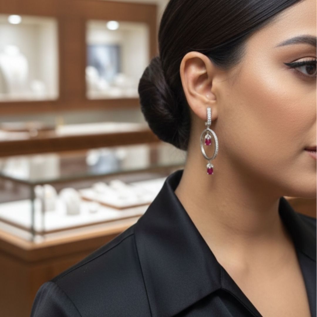 Luxury Ruby Crystal AD Drop Earrings