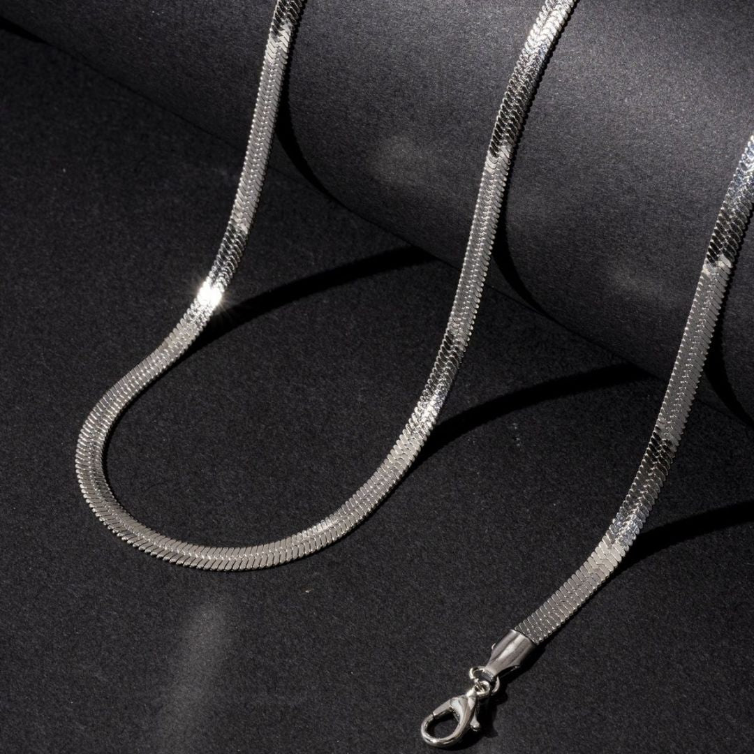 Minimalist Oxidised Silver Chain Necklace