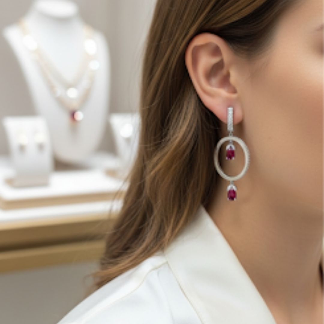 Luxury Ruby Crystal AD Drop Earrings