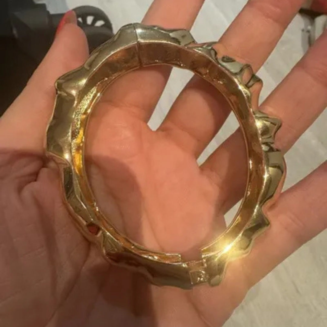 Rippled Gold Plated Statement Cuff Bracelet