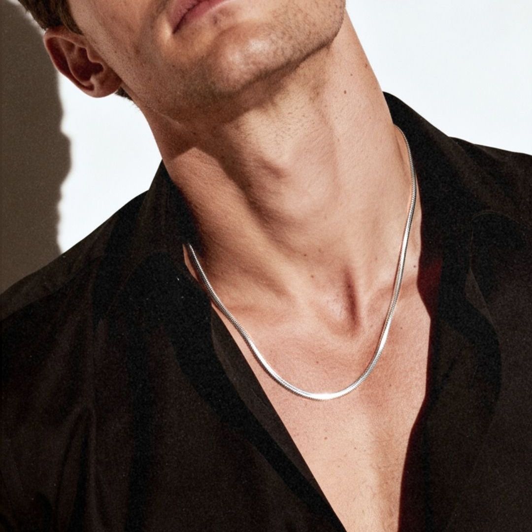 Minimalist Oxidised Silver Chain Necklace