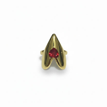 Inferno Gold Statement Ring with Red Crystal