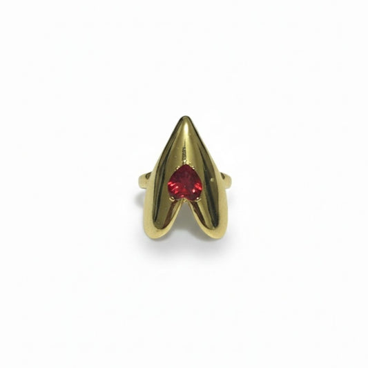 Inferno Gold Statement Ring with Red Crystal