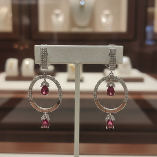 Luxury Ruby Crystal AD Drop Earrings
