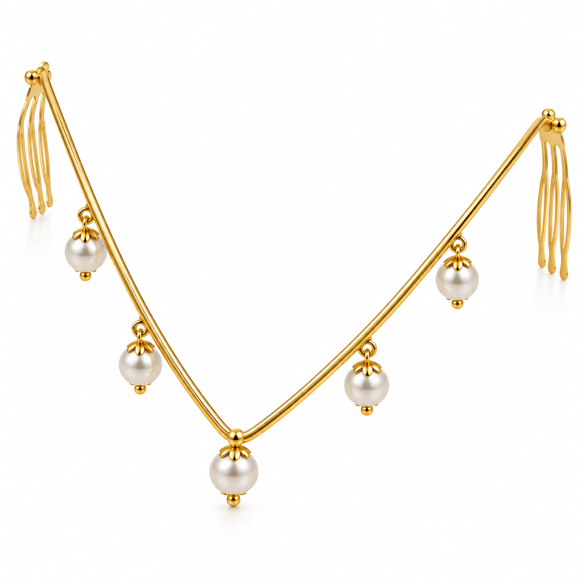 Anti-Tarnish Traditional Hair Jewelry with Elegant Pearl Drops