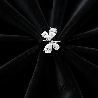 Premium White Crystal Flower Statement Ring for Women