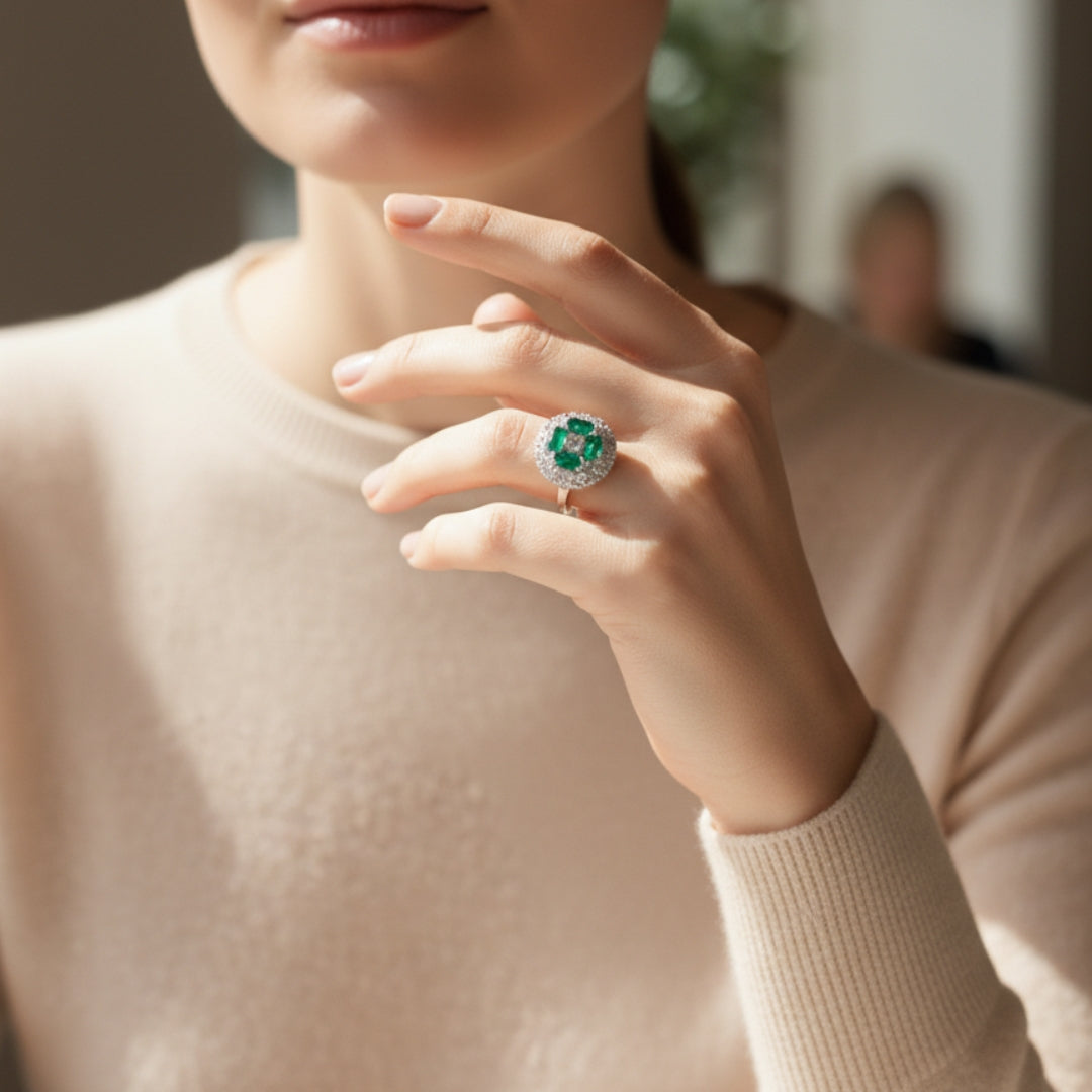 Emerald Blossom AD Diva Ring