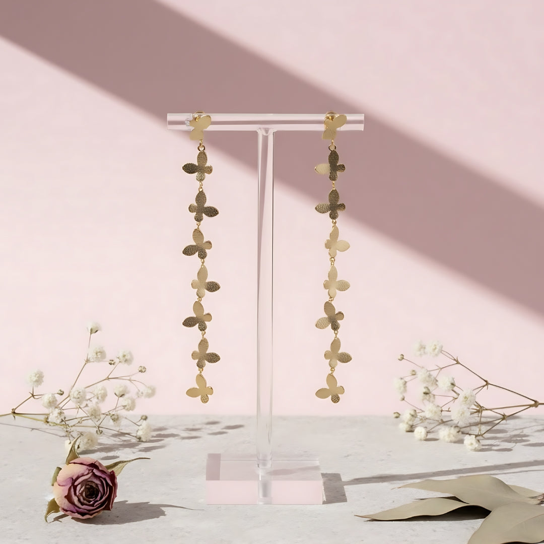Gold Butterfly Chain Drop Earrings