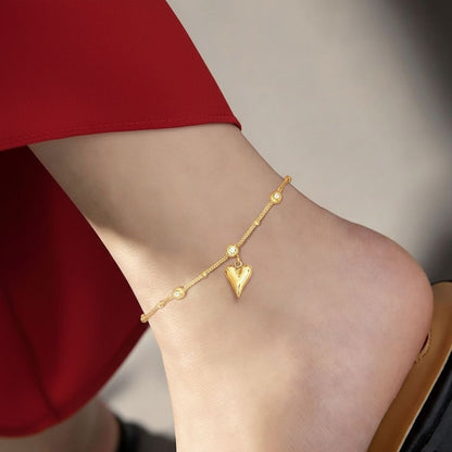 Golden Heart Anklet – Timeless Elegance for Every Step
