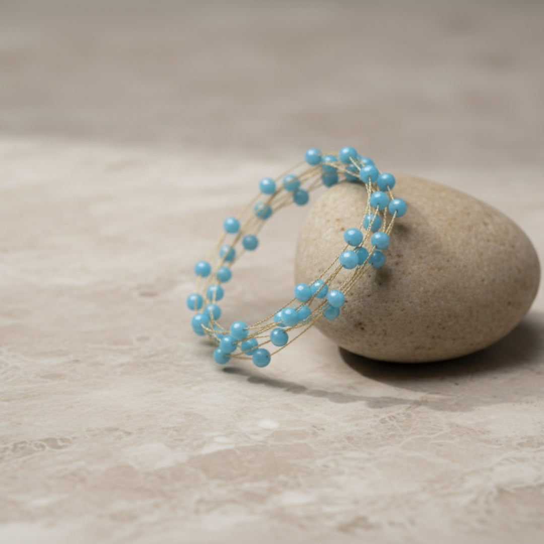Handmade Turquoise Beaded Gold Bracelet – Elegant Multi-Strand Jewelry