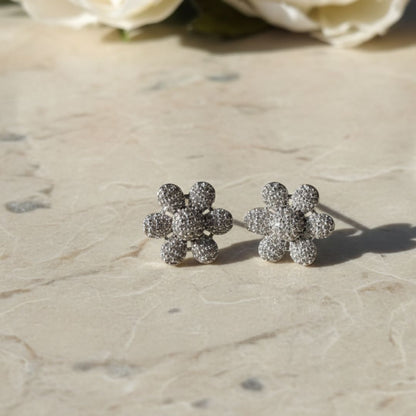 American Diamond Flower Stud Earrings