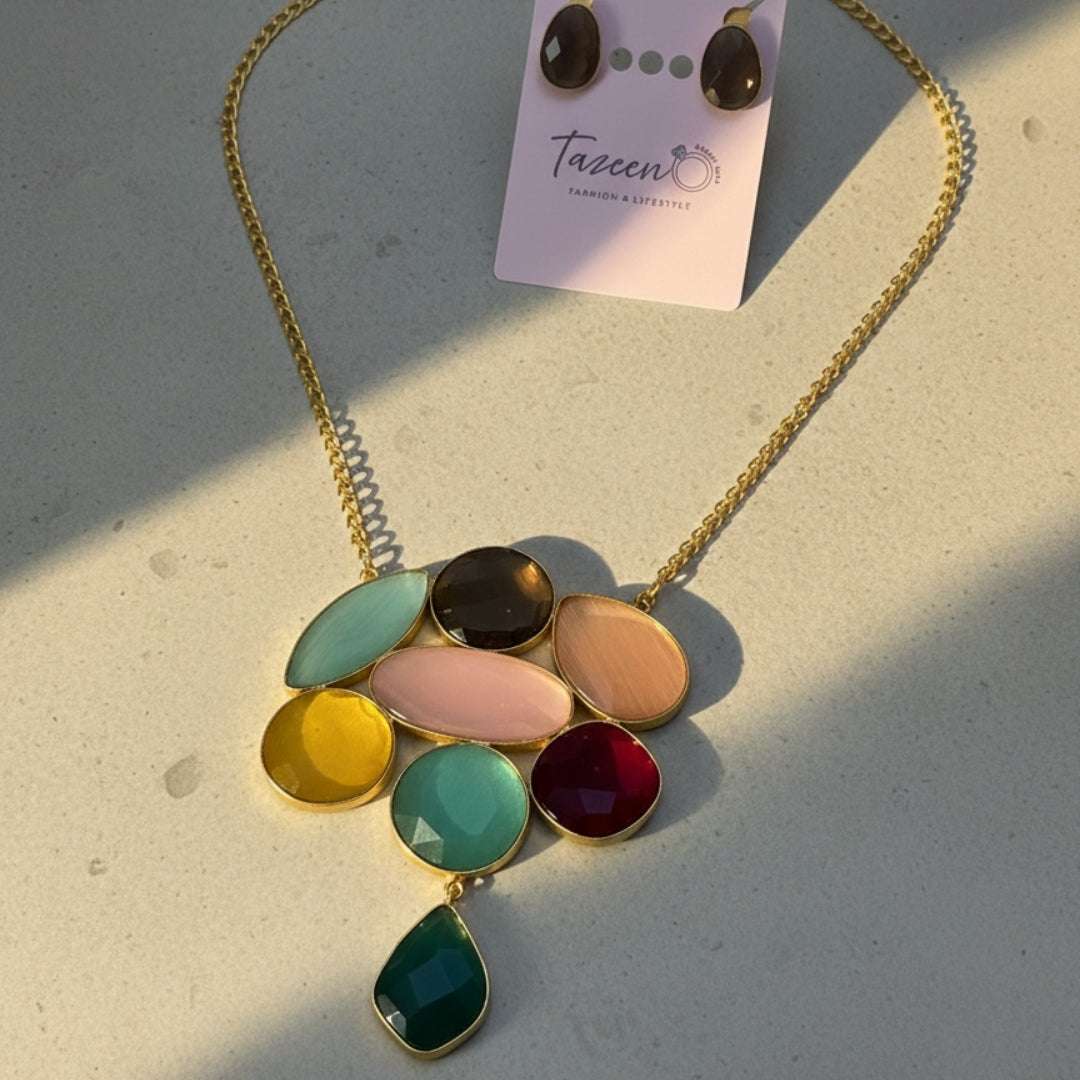 Multicolor Statement Necklace & Earrings Set