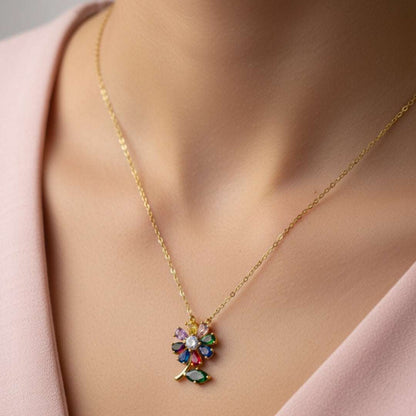 Radiant Multicolor Anti-Tarnish Diamond Pendant
