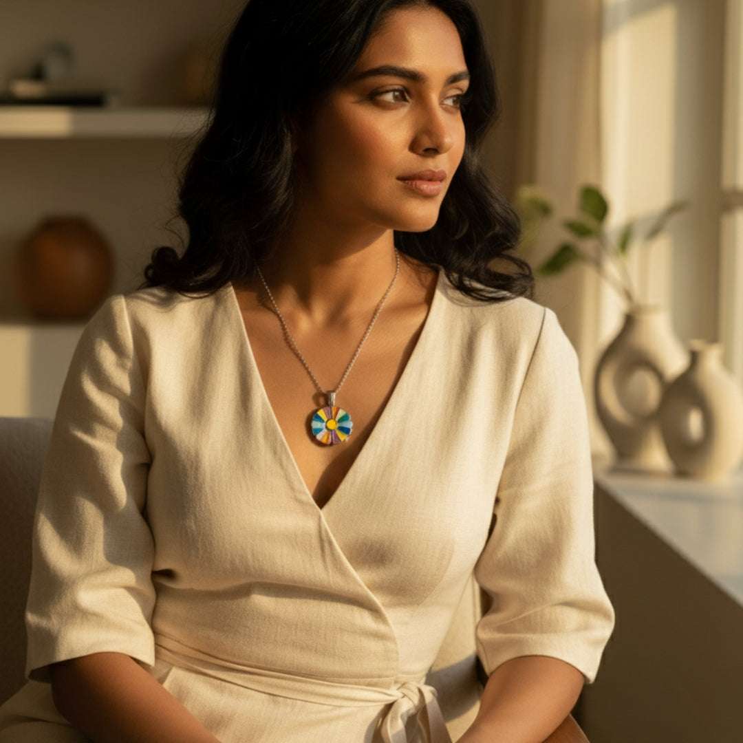 Vivid Multicolor Anti-Tarnish Flower Pendant Necklace