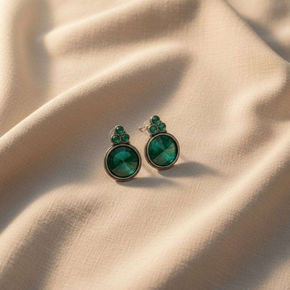 Oxidized Antique Green Stud Earrings