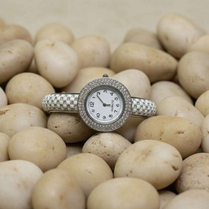Luxury Silver Crystal Women's Watch – Elegant Quartz Timepiece