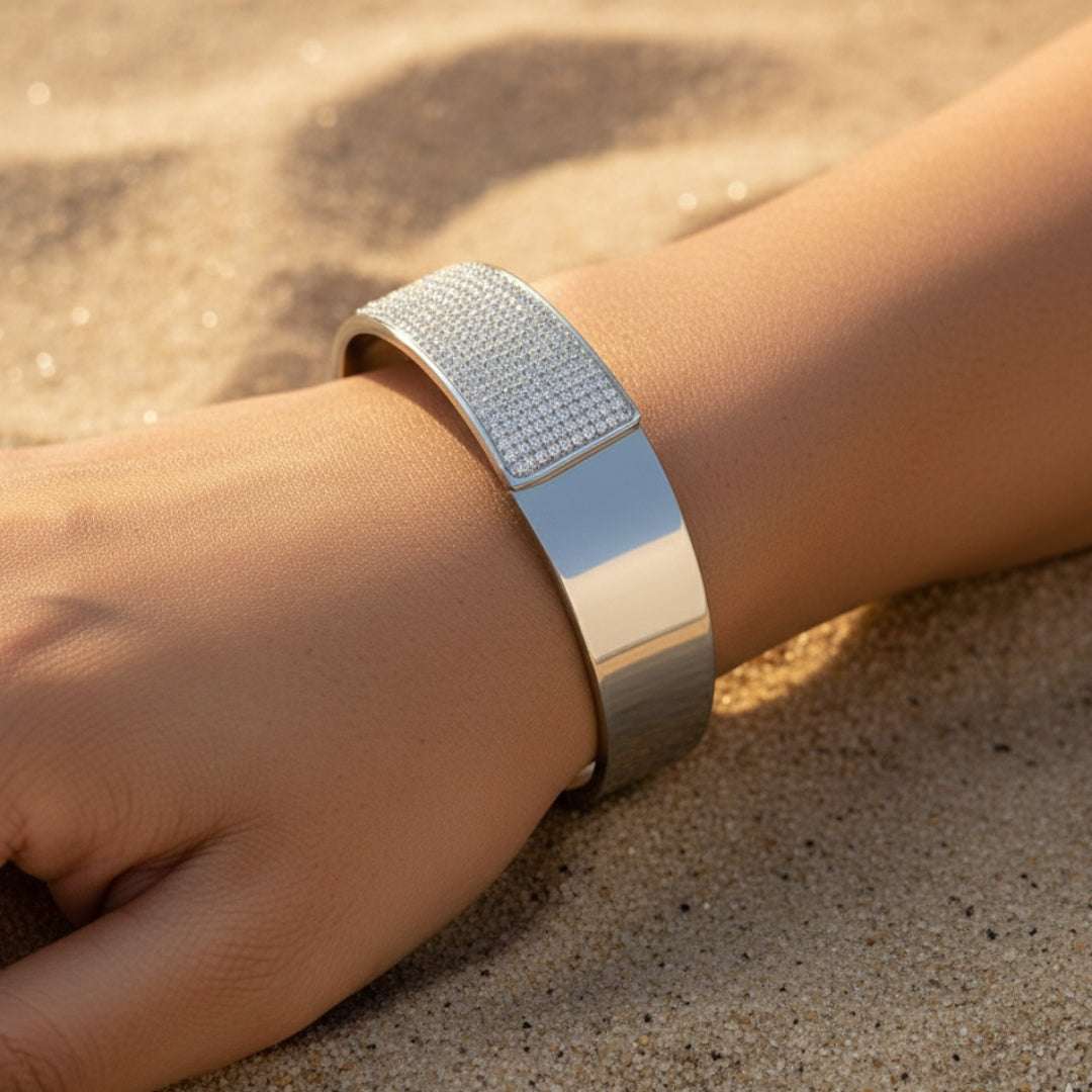 AD Premium Silver Cuff Bangle