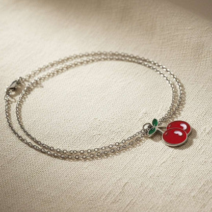 Cherry Red Kids Pendant Necklace – Enamel Fruit Charm
