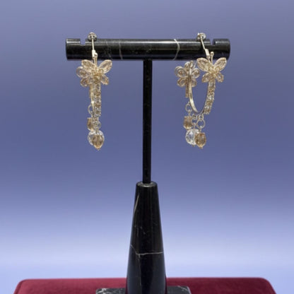 Floral Butterfly AD Hoop Earrings – Elegant Danglers