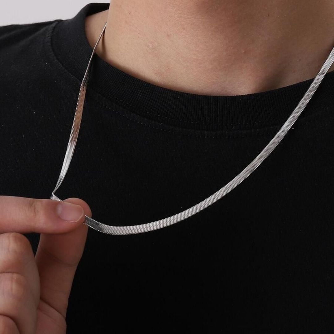 Minimalist Oxidised Silver Chain Necklace