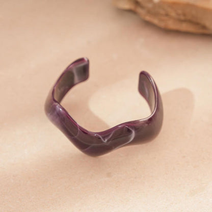 Purple Resin Wave Bangle Bracelet for Women – Trendy Cuff