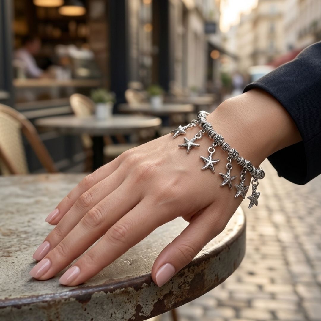 German Oxidized Starfish Charm Bracelet