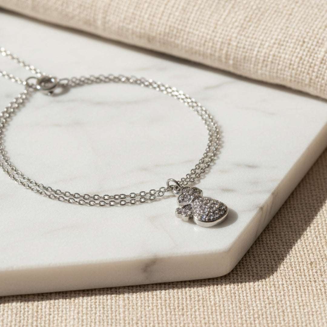 Crystal Pineapple Pendant Necklace – Silver Chain
