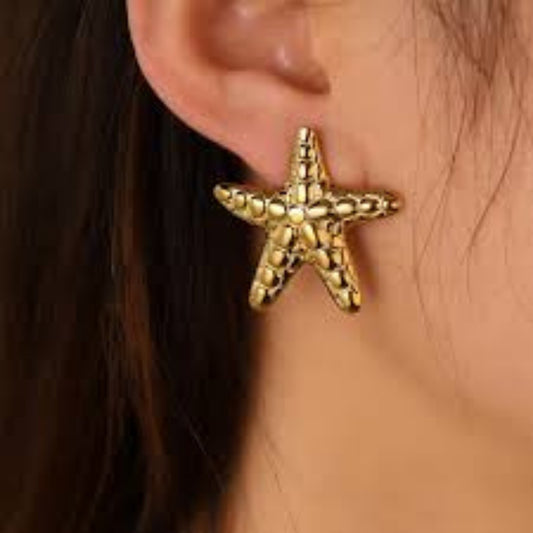 Gold Plated Starfish Stud Earrings