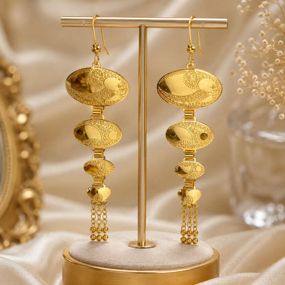 Elegant Gold Oval Drop Earrings