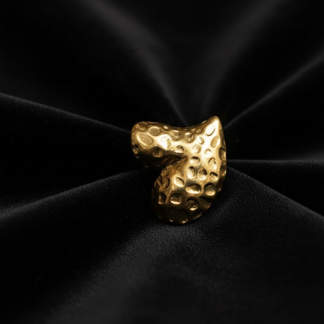 Textured Abstract Heart Statement Ring for Women – 18K Gold Plated