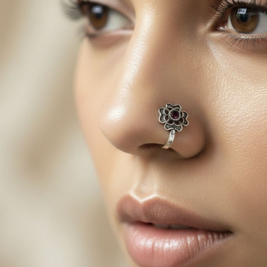 Vintage Oxidised Silver Nose Pins – Set of 6 Distinct Designs