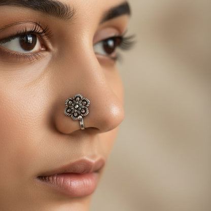 Vintage Oxidised Silver Nose Pins – Set of 6 Distinct Designs