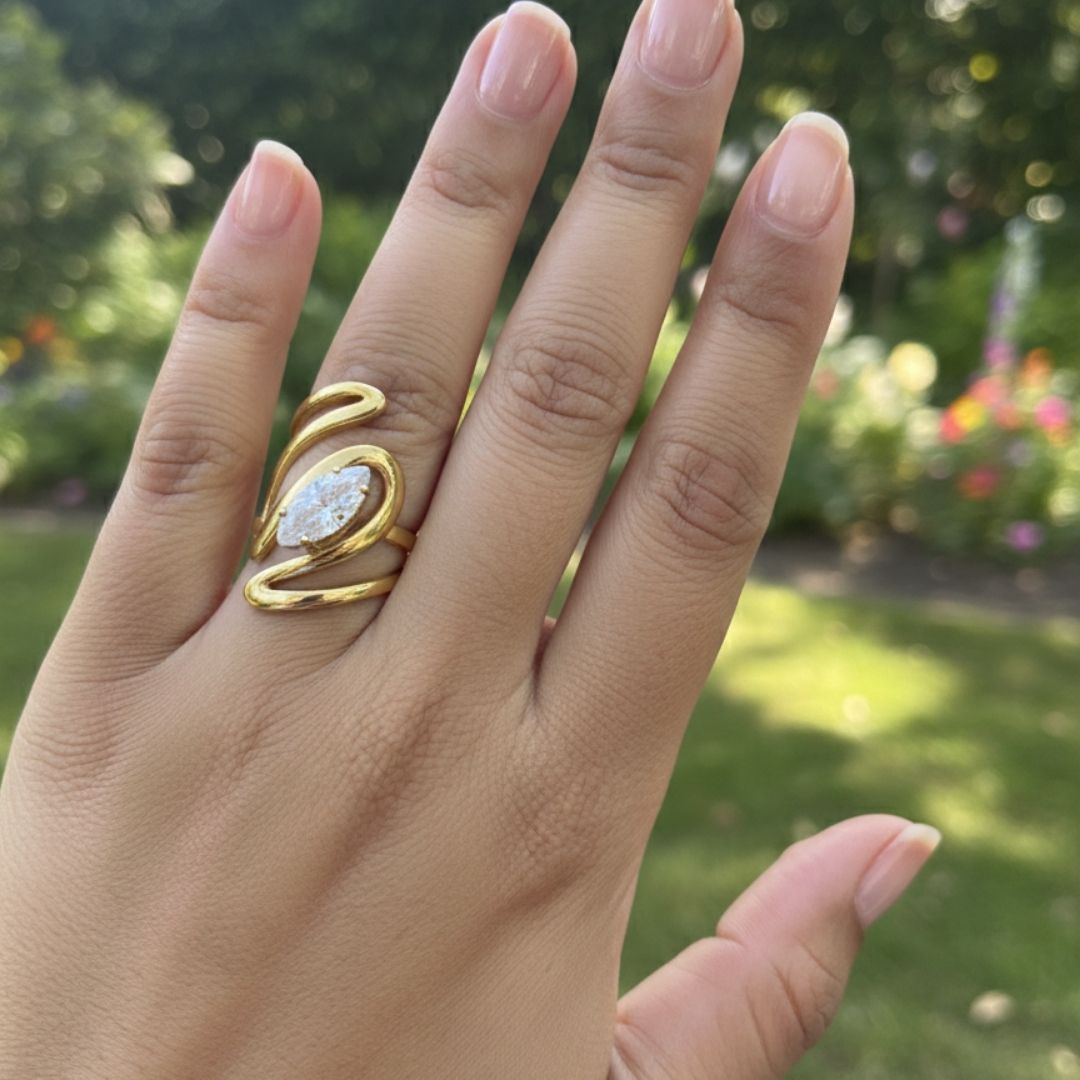 Eterna Twist Gold Finish Ring
