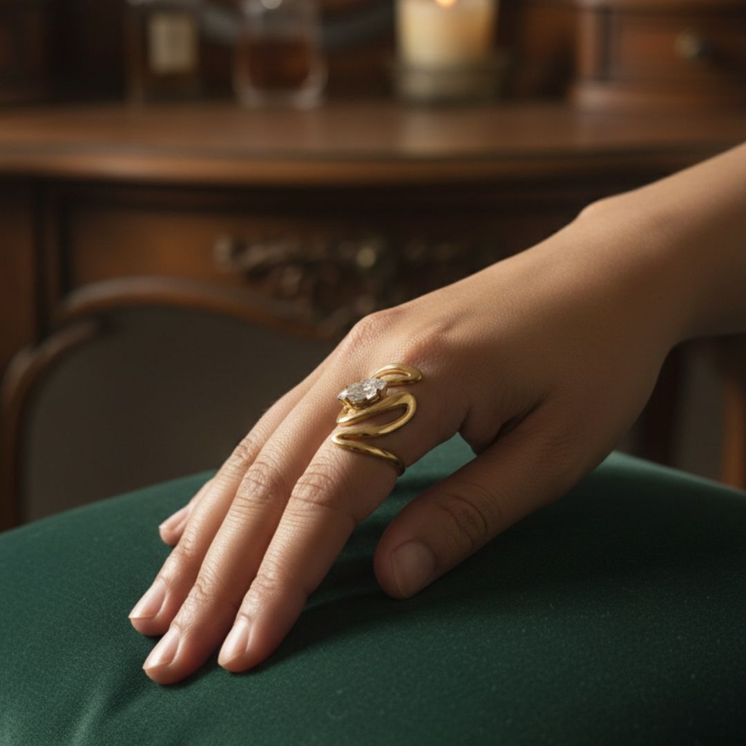 Eterna Twist Gold Finish Ring