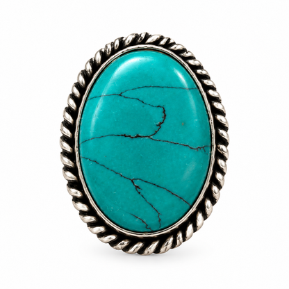 Oxidised Silver Turquoise Stone Statement Ring