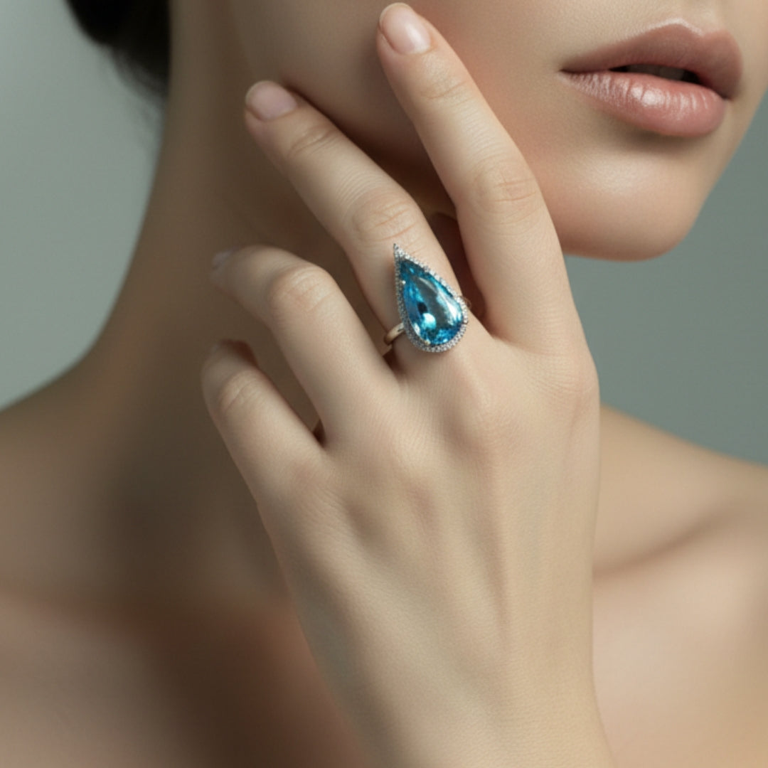 Ocean Teardrop AD Cocktail Ring