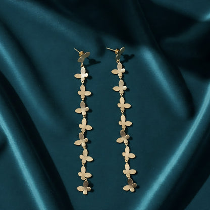 Gold Butterfly Chain Drop Earrings