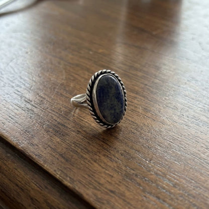 Vintage Lapis Blue Stone Silver Ring