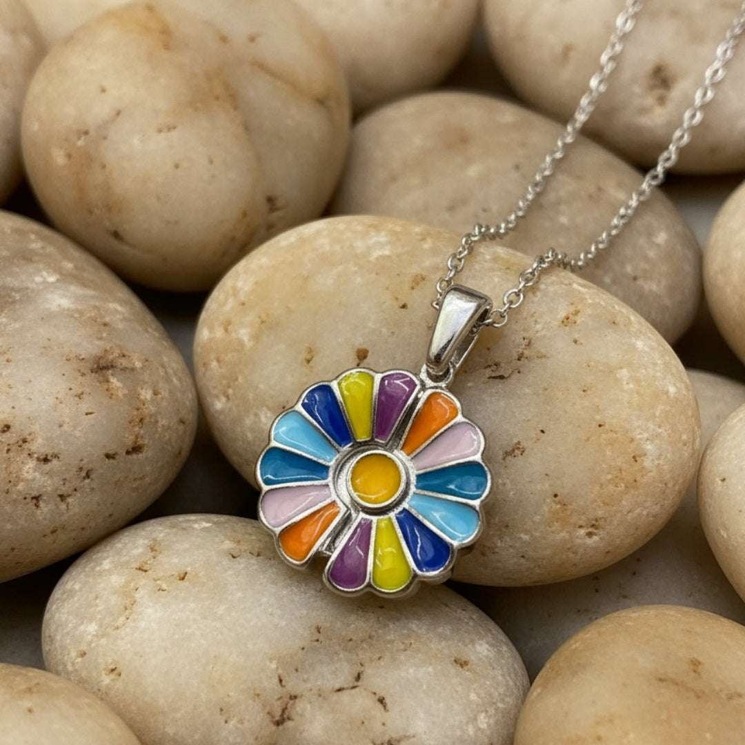 Vivid Multicolor Anti-Tarnish Flower Pendant Necklace