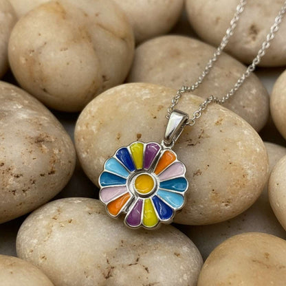 Vivid Multicolor Anti-Tarnish Flower Pendant Necklace