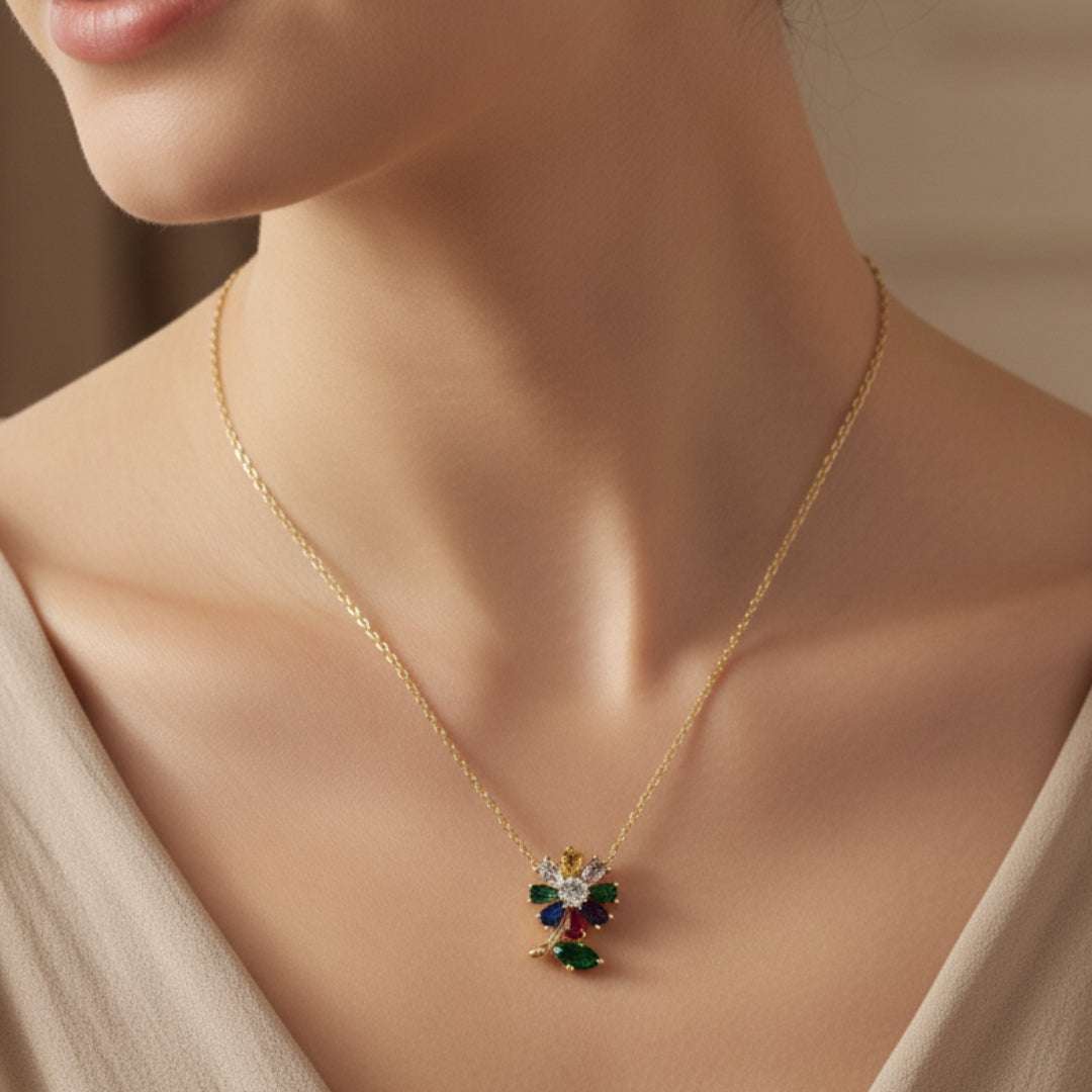 Radiant Multicolor Anti-Tarnish Diamond Pendant