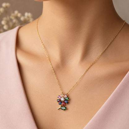 Radiant Multicolor Anti-Tarnish Diamond Pendant
