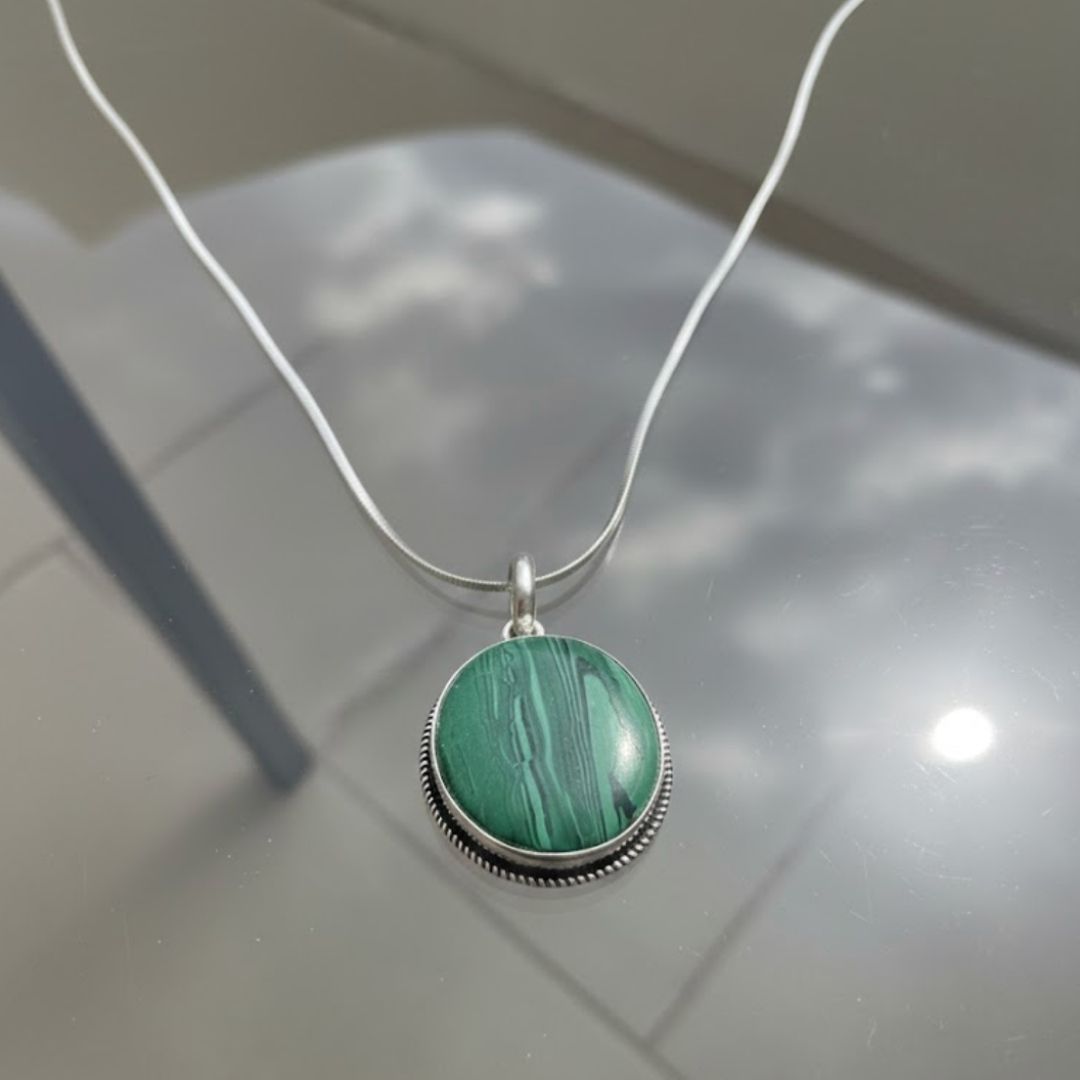 Emerald Green Oval Pendant Necklace