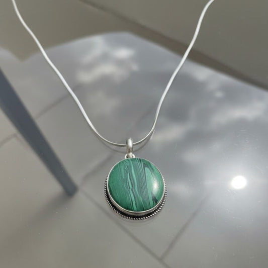 Emerald Green Oval Pendant Necklace