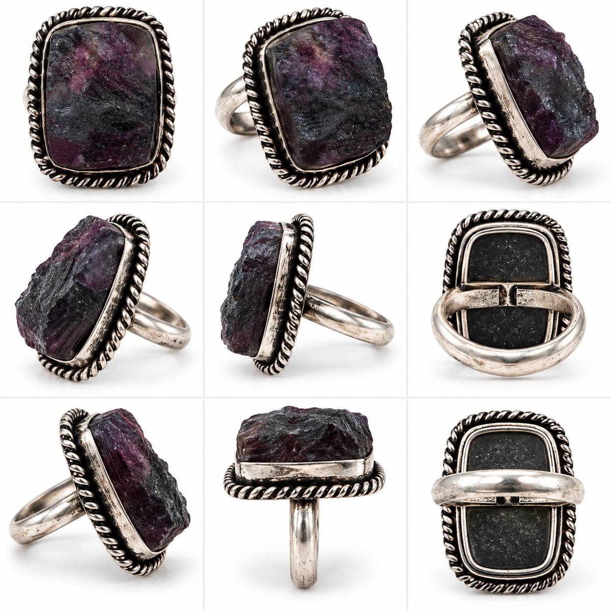 Rustic Black Druzy Gemstone Ring in Antique Rose Gold Finish