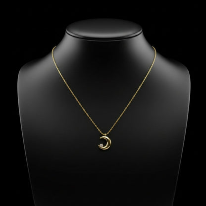 Minimal Gold Crescent Moon Pendant Necklace